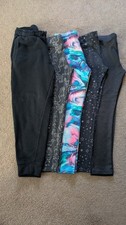 5 pairs 8-9 years Girls leggings tracksuit bottoms black blue pink grey sparkly