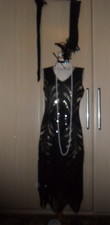 16 - FLAPPER OUTFIT - BEADED/SEQUINED DRESS - HEADBAND - CIGARETTE HOLDER + MORE
