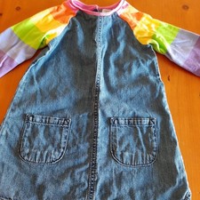 Next Denim Rainbow Long Sleeved Dress Age 2-3 Years