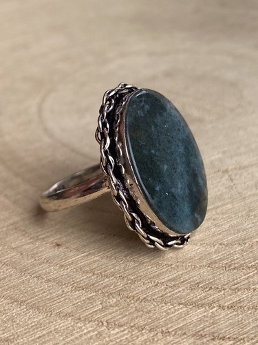 Green moss agate ring - green,