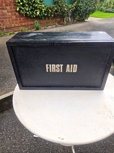 Black wooden first aid - black, "first