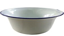 Large Enamel Wash Bowl, vintage style.Washing up basin, planter 36 cm white/blue