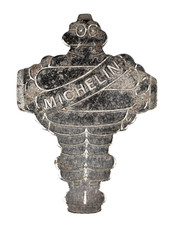 Vintage French Made Michelin Tyres Bibendum Man Chrome Metal Advertising Tool