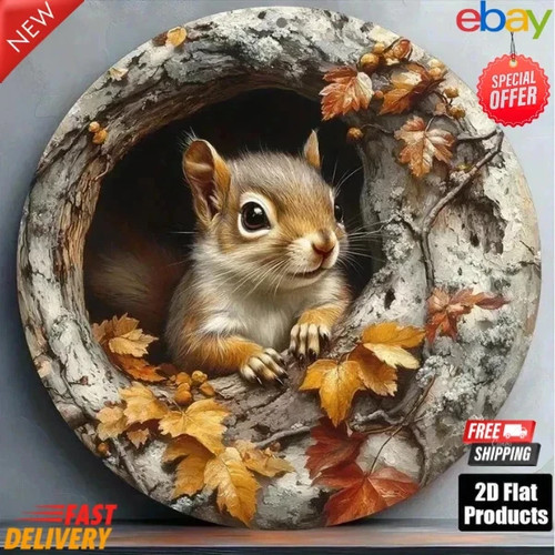 Squirrel garden plaque metal - garden,