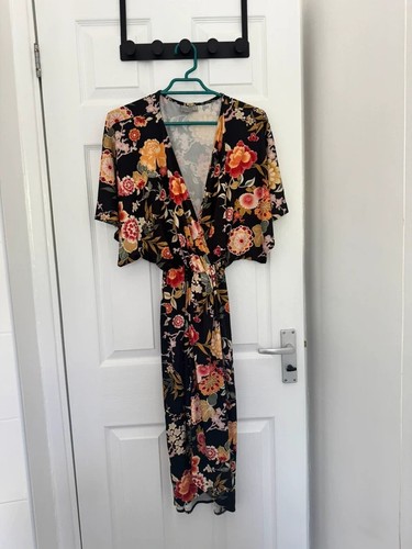 Asos black floral kimono - black,