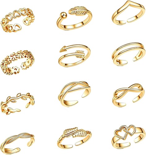 12pcs gold toe rings - 12pcs,