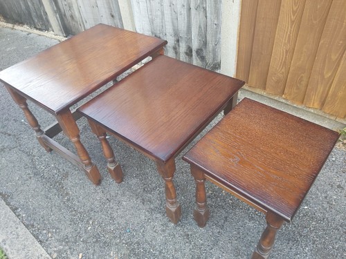 Vintage oak nest tables - nest, of