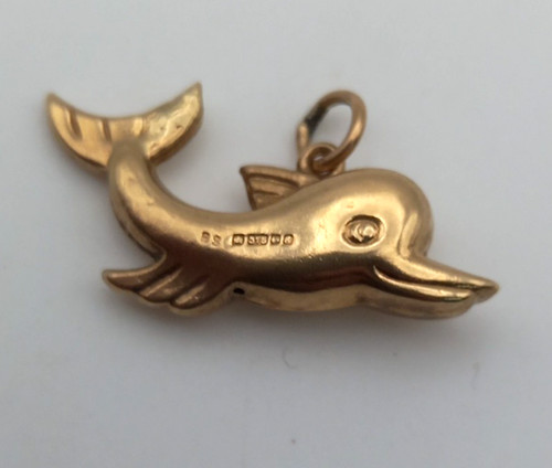 9ct yellow gold large dolphin - large,