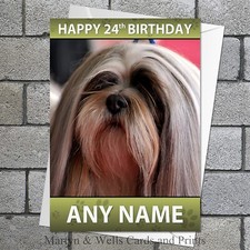 Lhasa Apso birthday card. 5x7 inches. Dog. Mum. Dad. Personalised plus envelope.