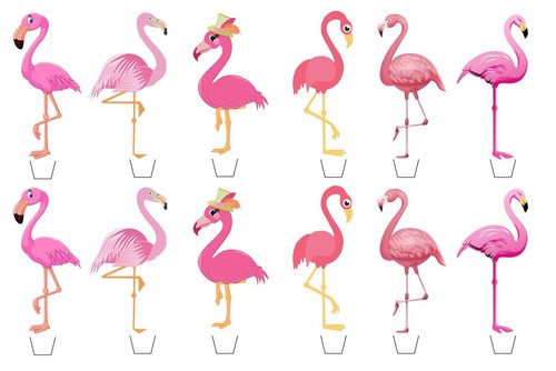 Pink flamingo edible wafer - pink,