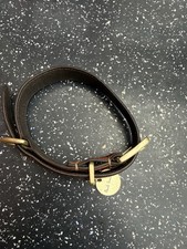 Vintage Retired Paul Smith Striped Leather Dog Collar & Engraved Disc Dog Tag