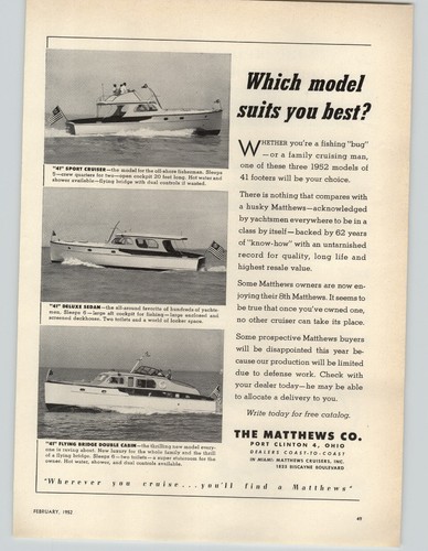 1952 paper metthews yacht - ad,