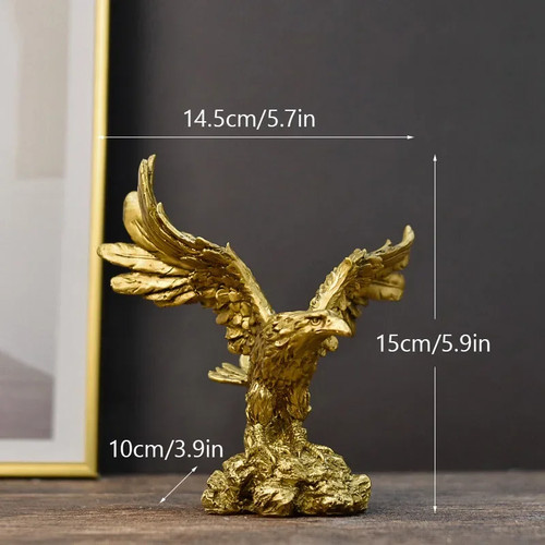 Golden eagle resin statue - golden,