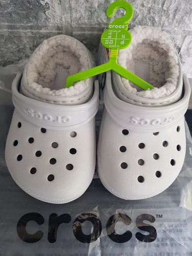 Kids fleece lined grey crocs - lined,