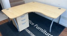 Maple 1600mm by 1600mm radial desks sets with matching mobile pedestals