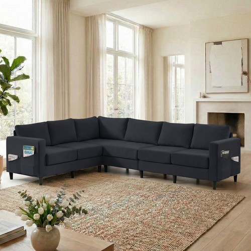 Modern linen sectional - modern,