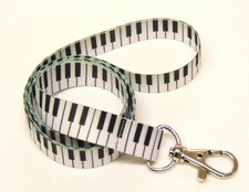 PIANO KEYS pattern neck strap lanyard 15mm for ID & keys. Free UK post.