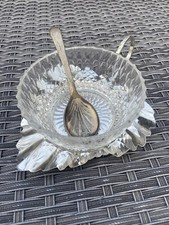 Mayell Silver Jam Marmalade Confuit Leaf Tray Glass Dish Spoon Queen Anne 