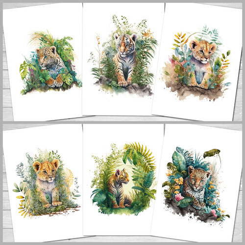 Blank jungle cats note cards - blank,