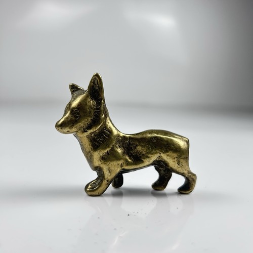 Small miniature brass corgi