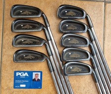 RARE Black Lynx Parallax Irons 3-SW Stiff Steel. Tour dry grips PGA Pro Seller 