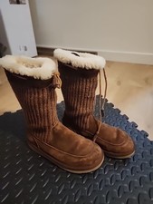 UGG AUSTRALIA SN 5124 Suburb Crochet Knit BOOT Brown UK 7.5 US 9 EU 40