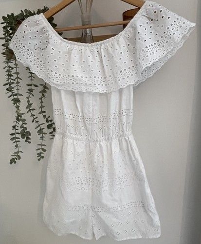 White playsuit broderie - white,