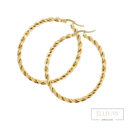 Creole twirl large gold hoop - large,