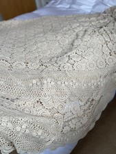Beautiful Antique Cream Crotchet Lace Bedspread Throw Huge Rare Piece