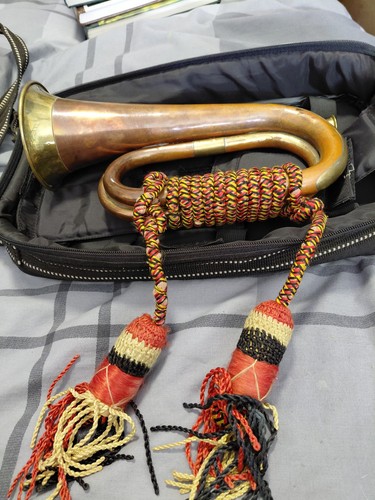 Vintage military brass bugle - vintage,