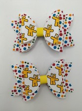 Children In Need Bows. Pudsey Bear. Hair Clips. 1 Pair