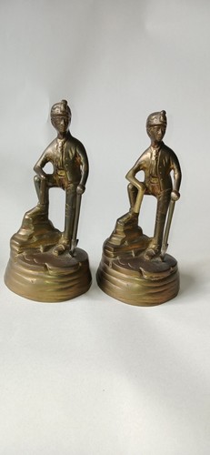Pair vintage solid brass - vintage, miner