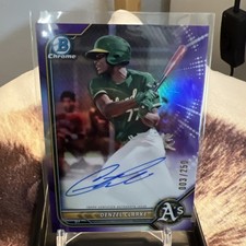 2022 Bowman Chrome Purple Refractor Denzel Clarke A's AUTO /250