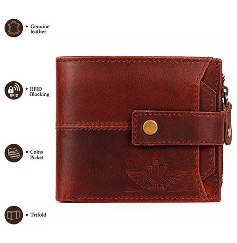 Unisex genuine leather wallet - leather,