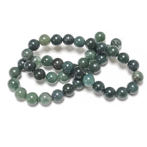 Green moss agate beads - green,