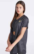 SikSilk Girls Black Baseball Stripe Jersey 13-14 Years