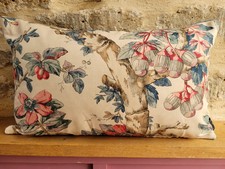 Zoffany Coromandel Floral Print Indigo Linen mix & Blue Velvet Cushion Cover B