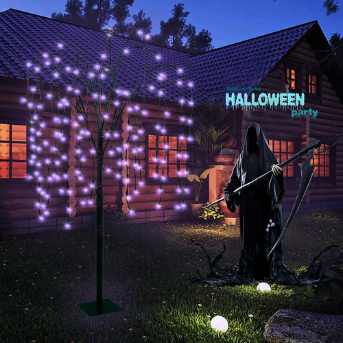 Led solar willow tree - willow, lights