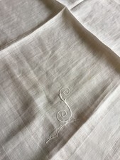 FINEST QUALITY IRISH LINEN GENTS HANKIE, MONO ‘S’, HAND ROLLED HEMS, NEW
