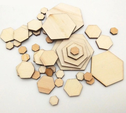 Wooden hexagon shape - wooden, craft