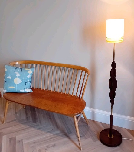 1960s curved wood teak - curved, brass