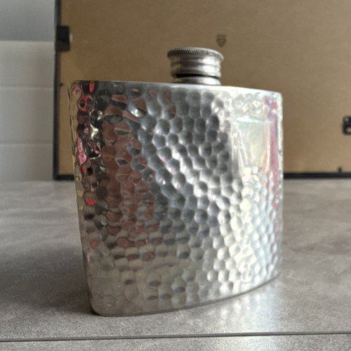 Hammered pewter hip flask for - hammered,