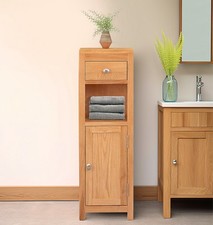 Bathroom Cabinet, Hallway Storage Unit, Wooden Cupboard with Shelf in Light Oak