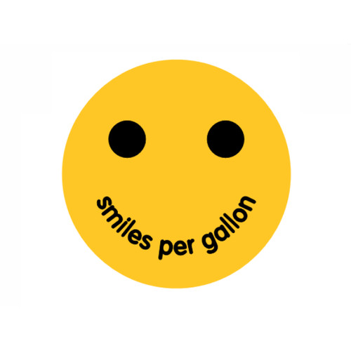 Smiles per gallon sticker joke - smiles,