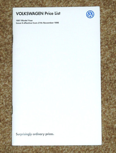 1997 price list - 1997, vw