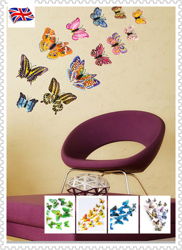 12pcs colourful butterfly wall - colourful,