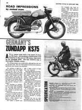 1963 ZUNDAPP 'KS75' 75cc Motor Cycle Vintage Original Magazine Report Cutting