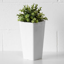 Set of 2 Tall 29cm Plain White Plastic Flower Vases Plant Pot Covers Planters