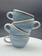 Set of 6 Rustic Blue Stoneware Coffee Mugs – Handmade Style Ceramic Cups