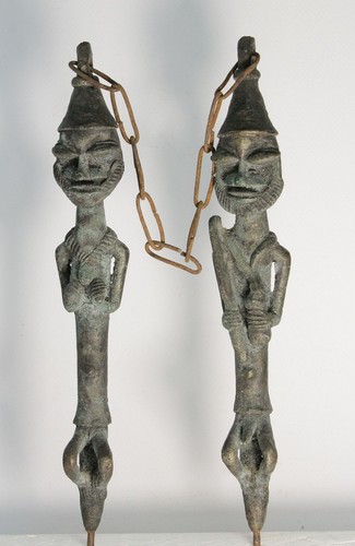 Pair old bronze iron - bronze, &